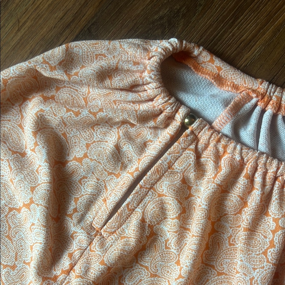 Michael Kors XL - Orange Peach Paisley Blouse - Relaxed Boxy Fit - Picture 7 of 14